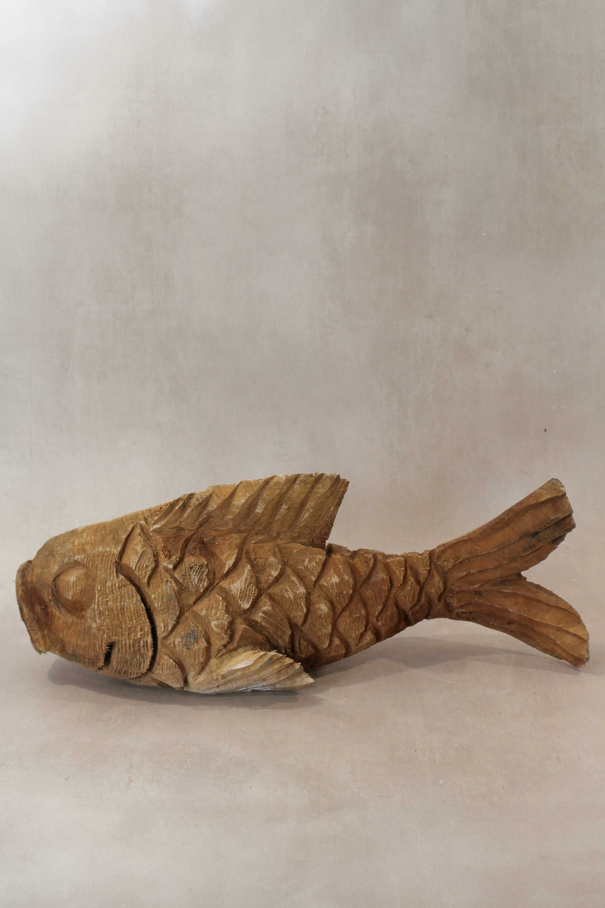 Hand Carved Driftwood Fish Wall Sculpture