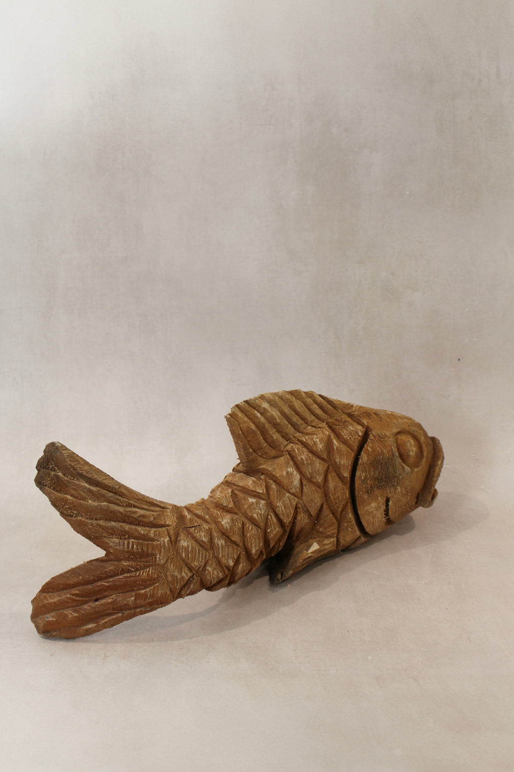 Hand Carved Driftwood Fish Wall Sculpture