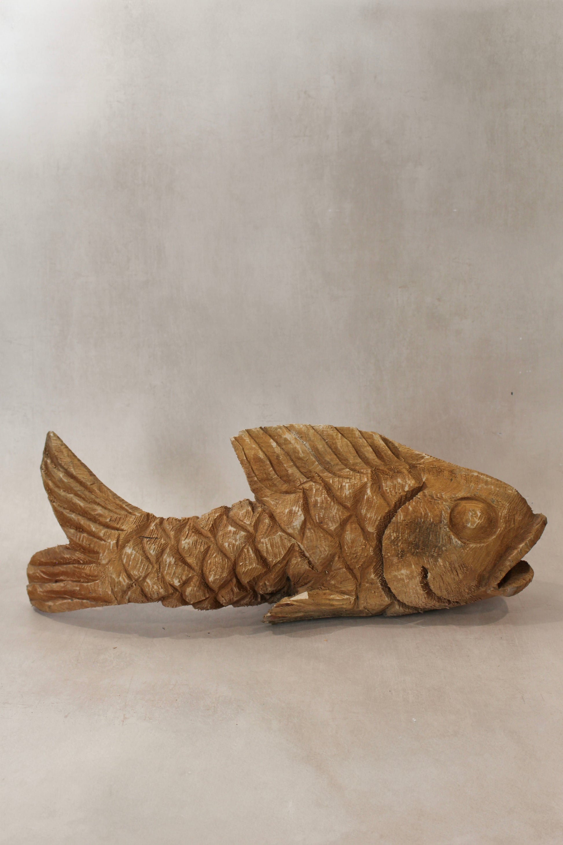 Hand Carved Driftwood Fish Wall Sculpture