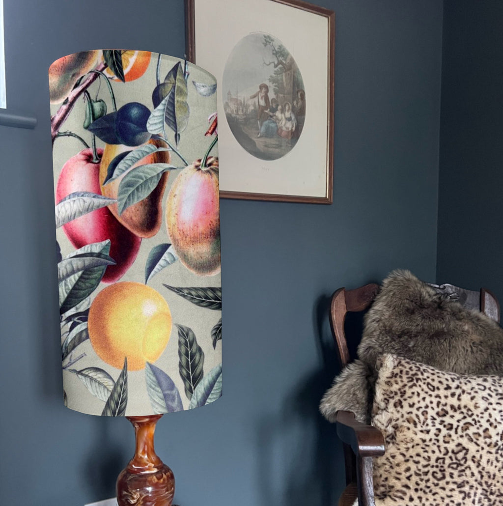 Summer fruit Velvet cylinder lampshade, extra tall lampshade