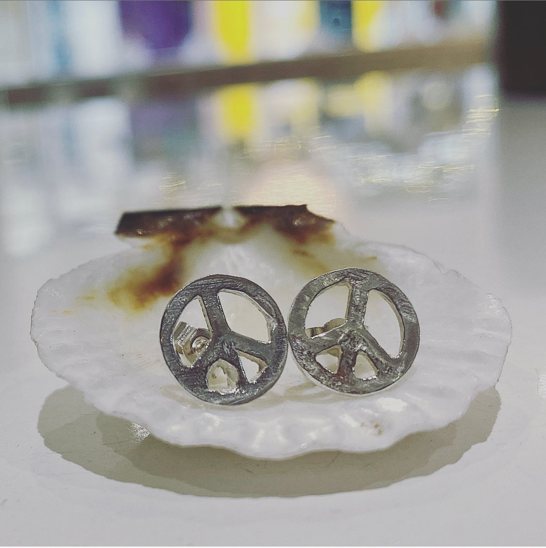 Peace Studs Sterling Silver Earrings