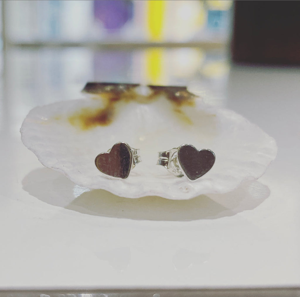 Mini Heart Silver Stud Earrings