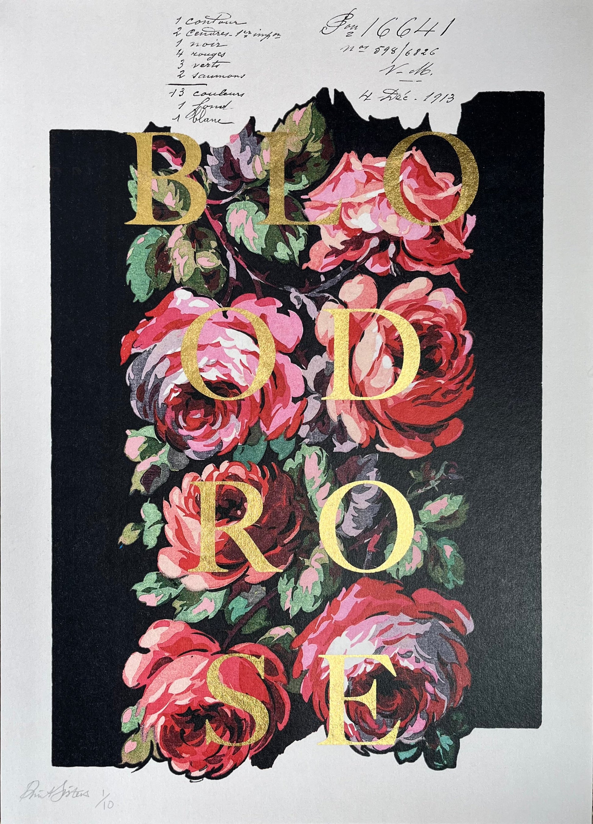 Blood Rose Limited Edition Gold Leaf Print Poster