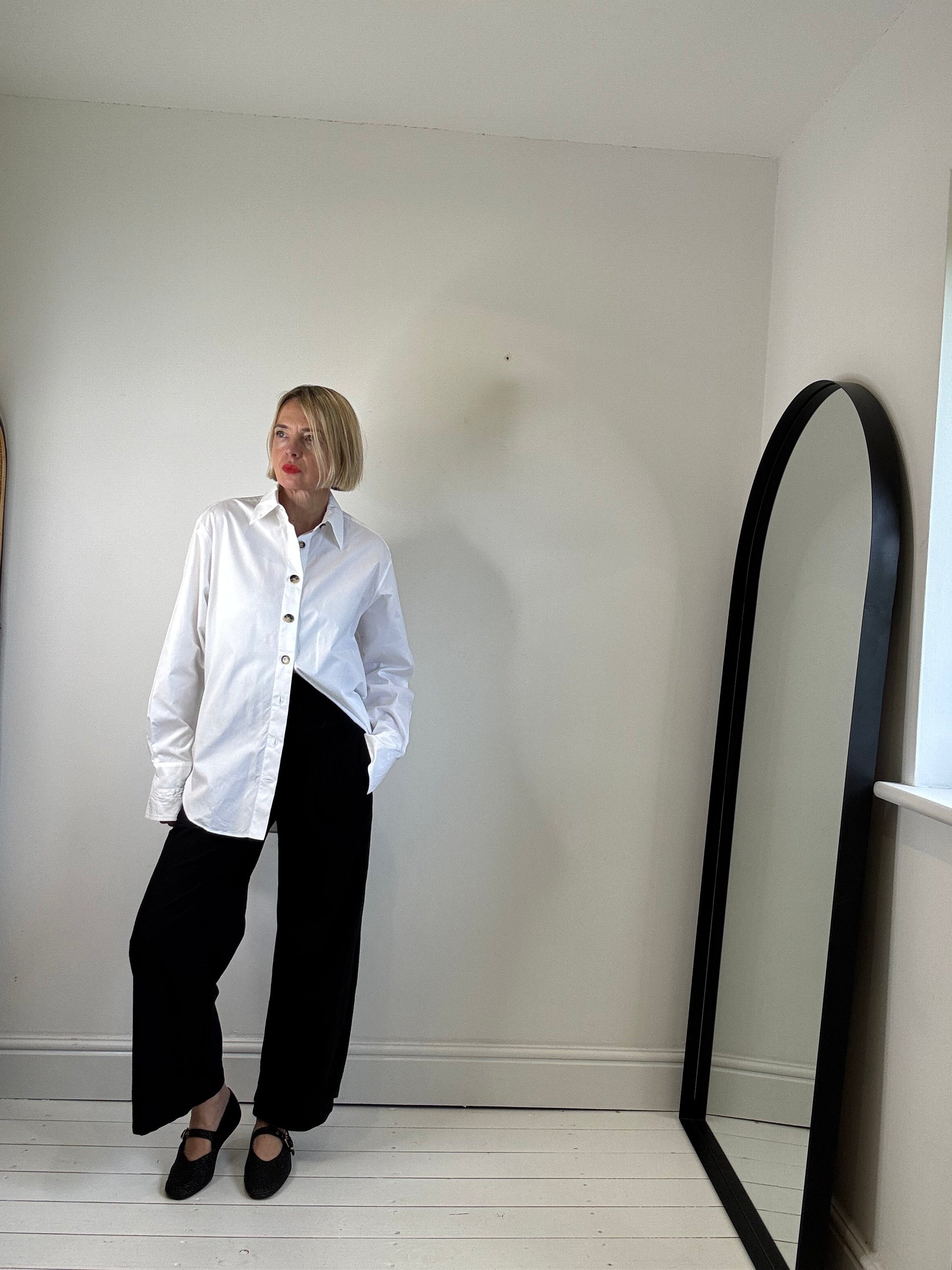 Tie Back Cotton Shirt with Horn Buttons