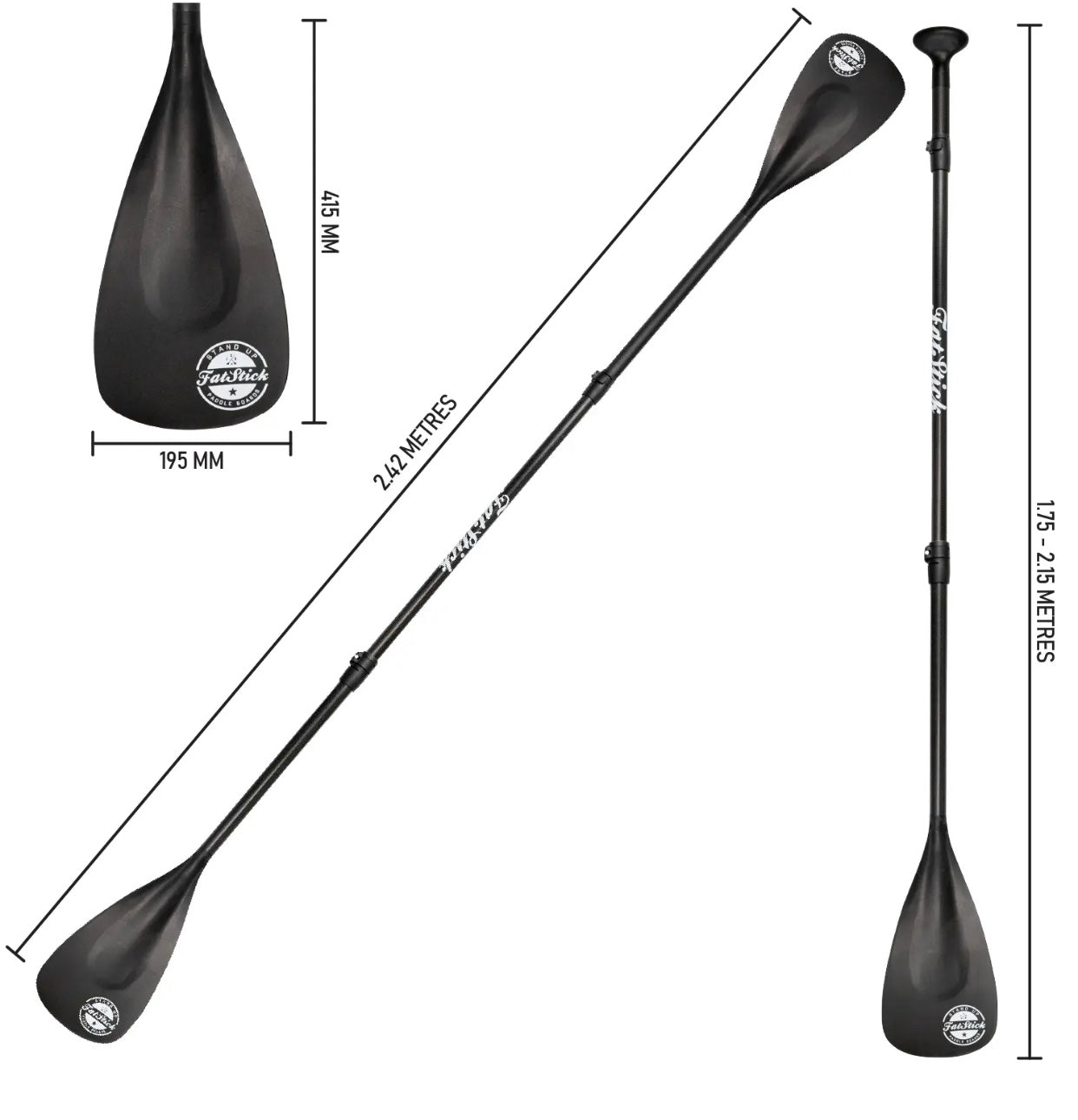 4 Piece Carbon Shaft Paddle for SUP and Kayak