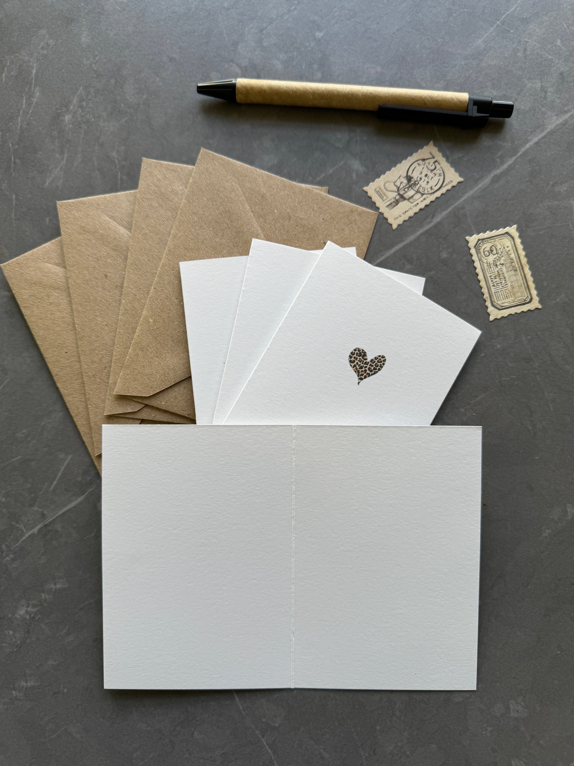 Leopard Print Heart Note Cards Set of Four