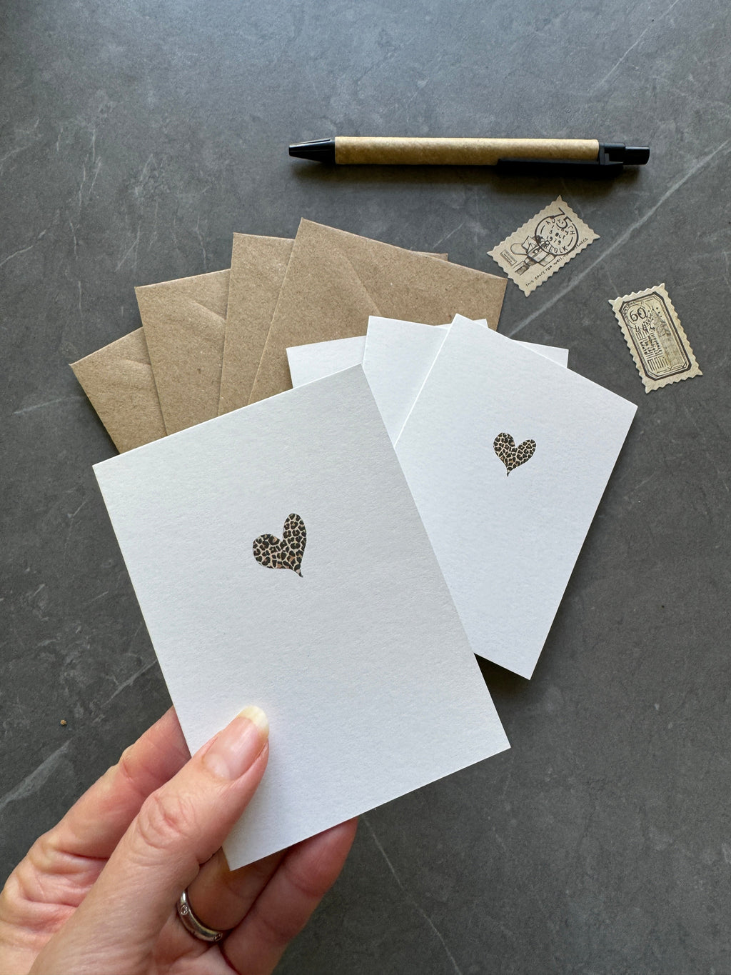 Leopard Print Heart Note Cards Set of Four