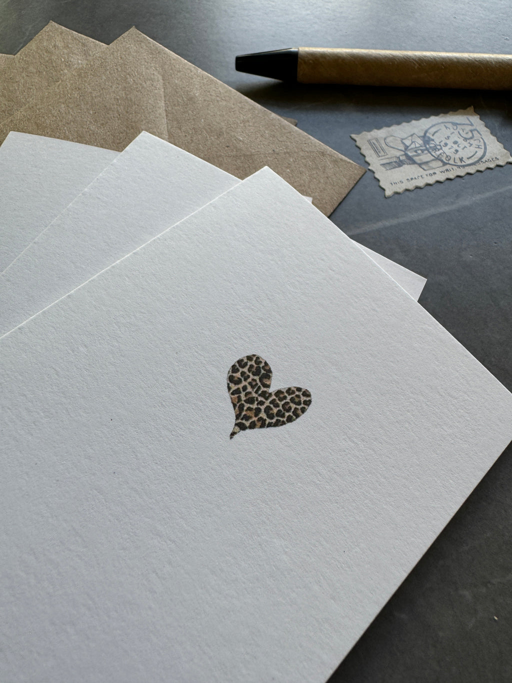 Leopard Print Heart Note Cards Set of Four