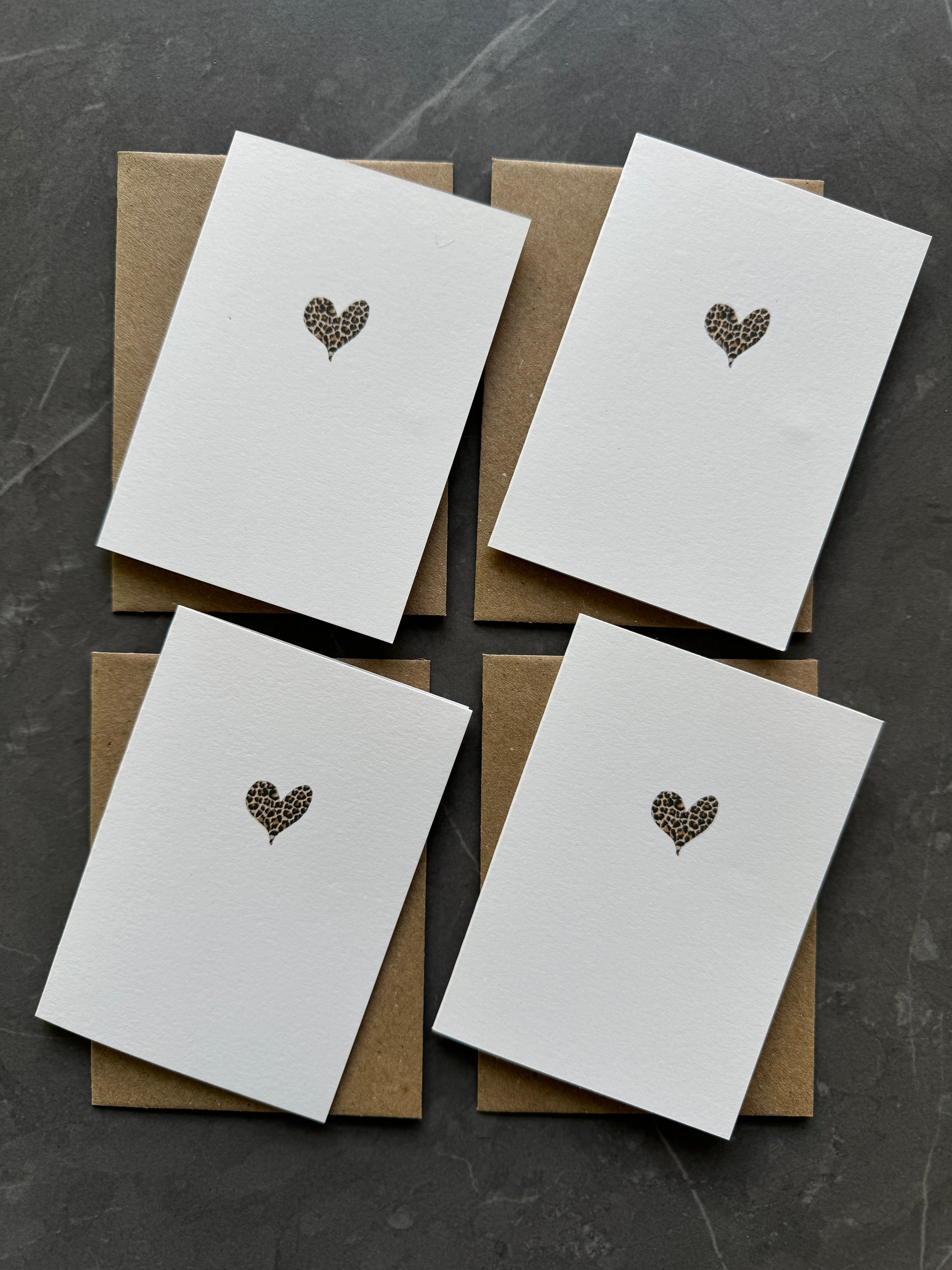 Leopard Print Heart Note Cards Set of Four