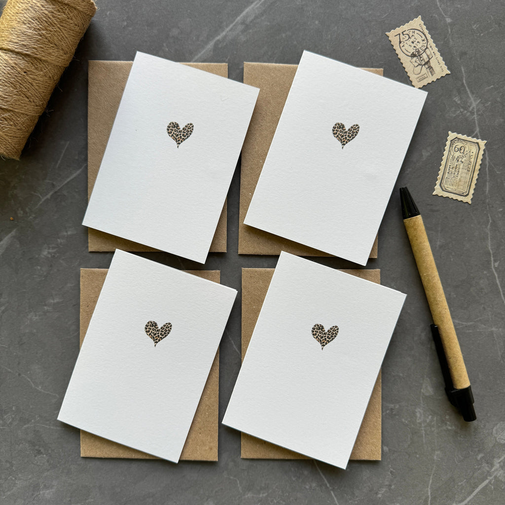 Leopard Print Heart Note Cards Set of Four
