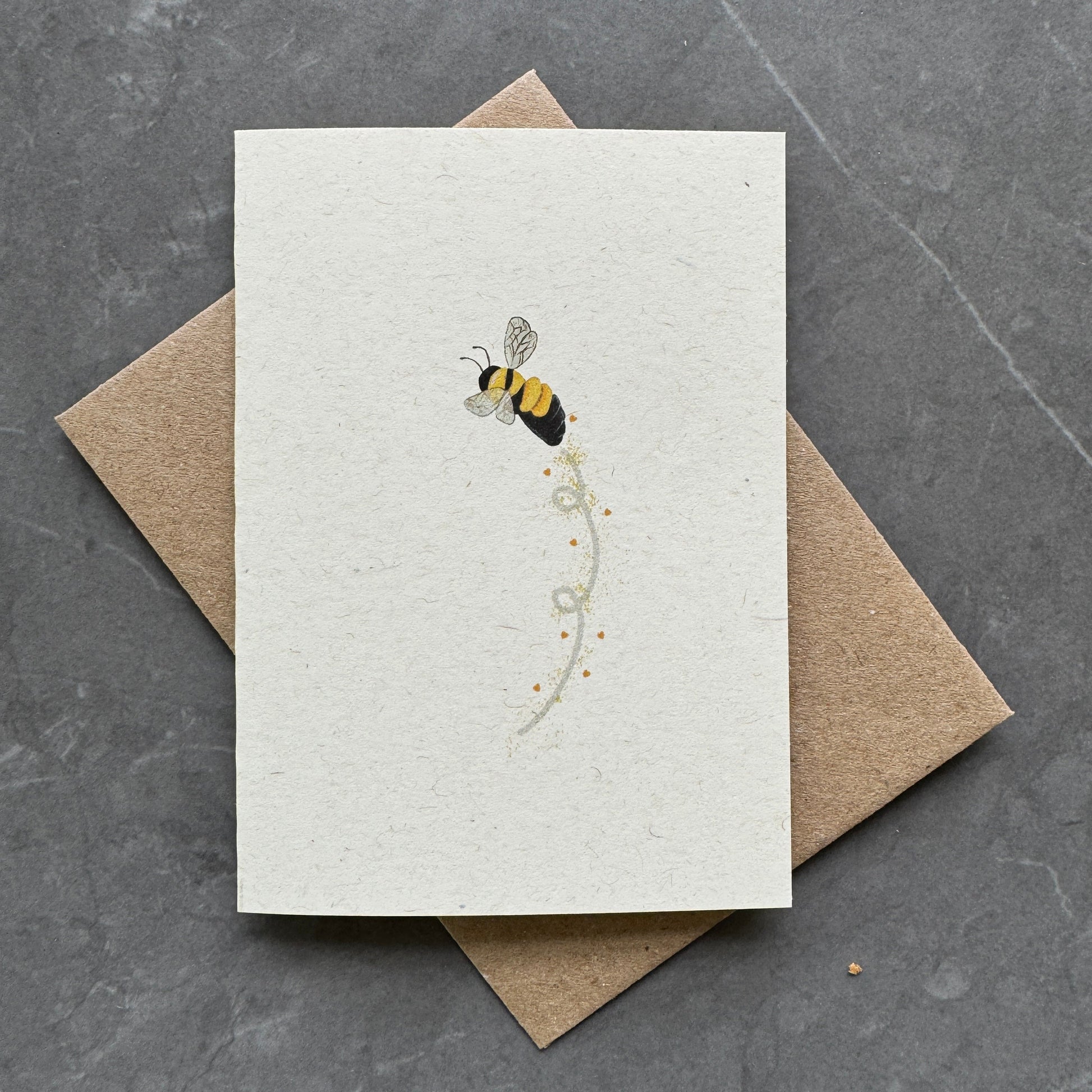 Set of 4 Bee Note Cards with Kraft Envelopes