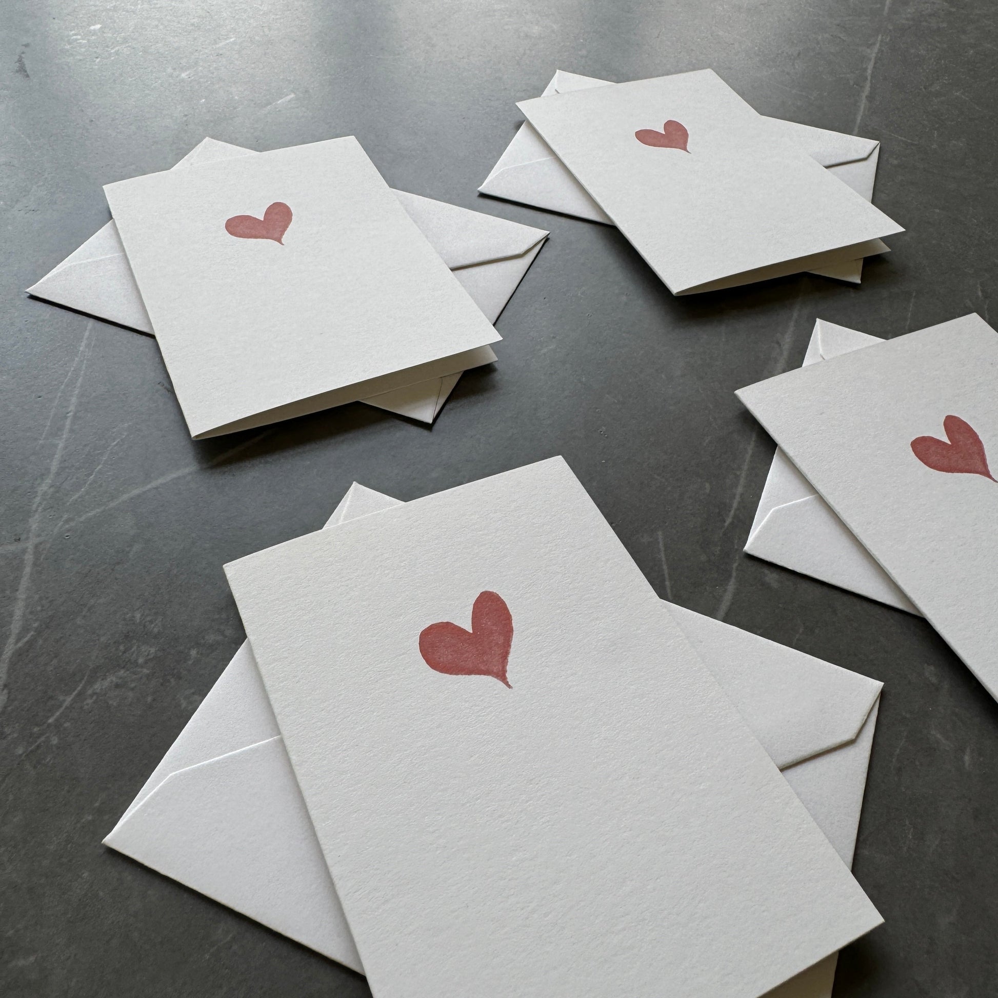 Small Red Watercolour Love Heart Note Cards Set of Four