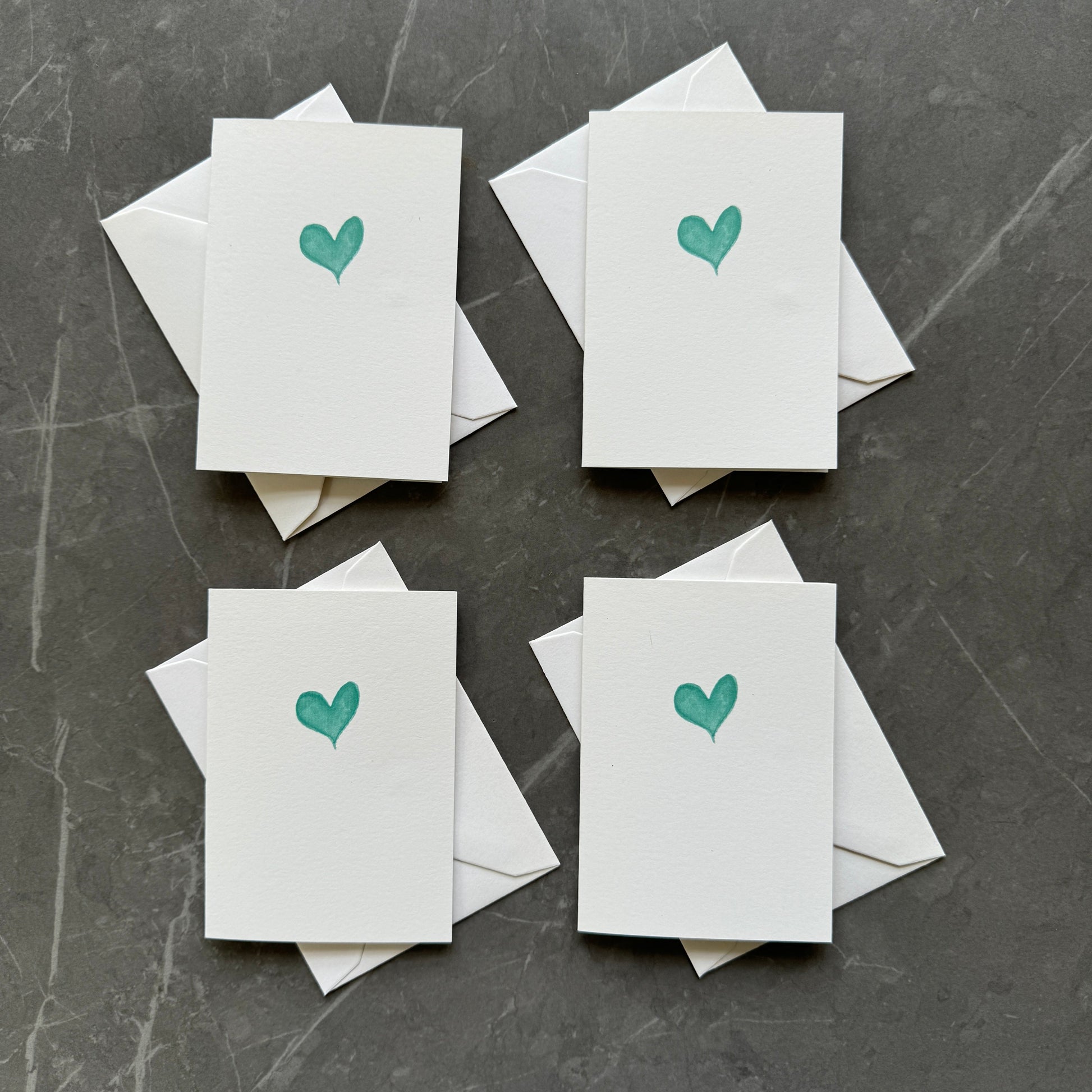 Small Note Cards with Teal Watercolour Love Heart