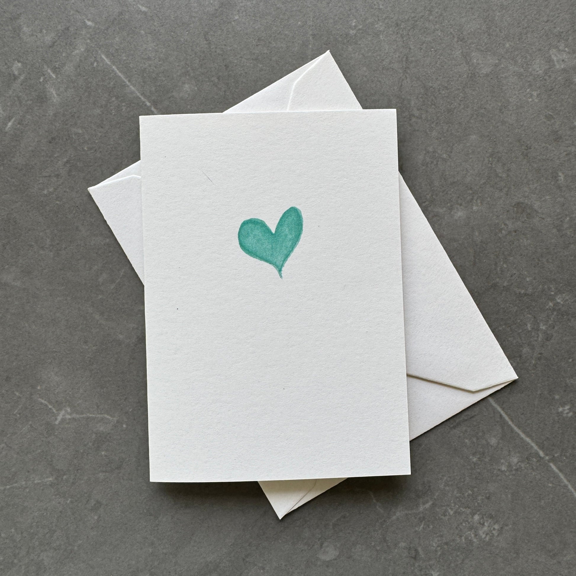 Small Note Cards with Teal Watercolour Love Heart