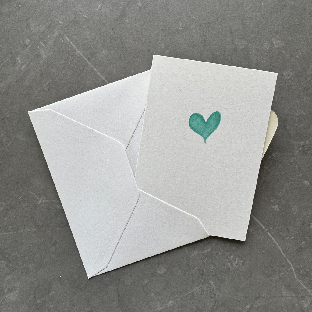 Small Note Cards with Teal Watercolour Love Heart