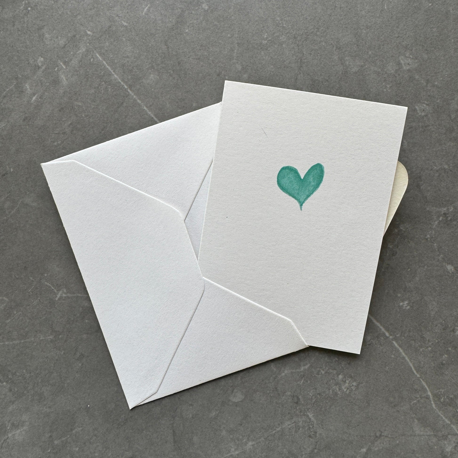 Small Note Cards with Teal Watercolour Love Heart
