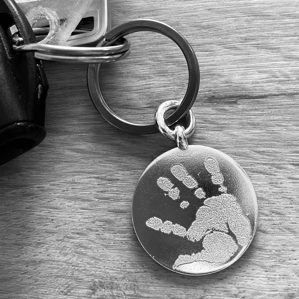 Personalised Silver Keyring with Handprint or Handwriting