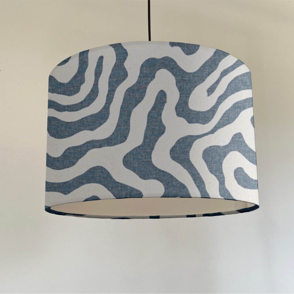 Blue Wiggle drum lampshade /ceiling shade with a white lining