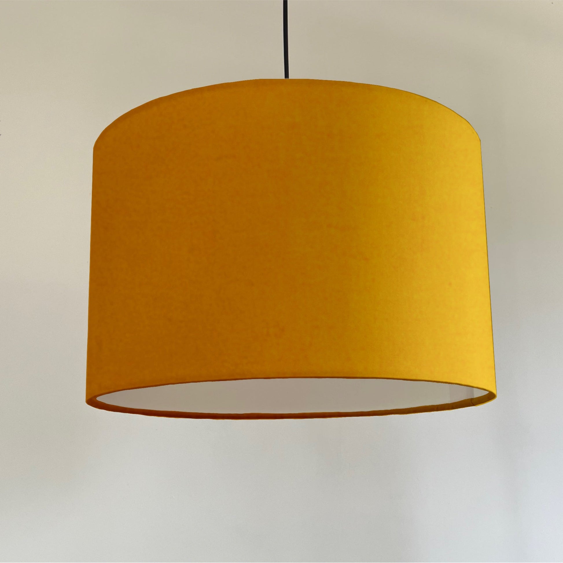 Mustard yellow cotton drum lampshade/ ceiling shade with a white lining