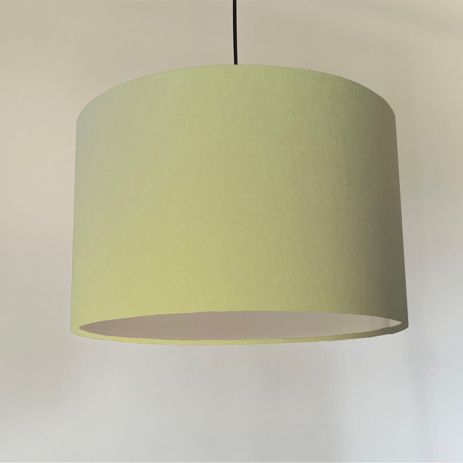 Sage cotton drum lampshade/ ceiling shade with a white lining