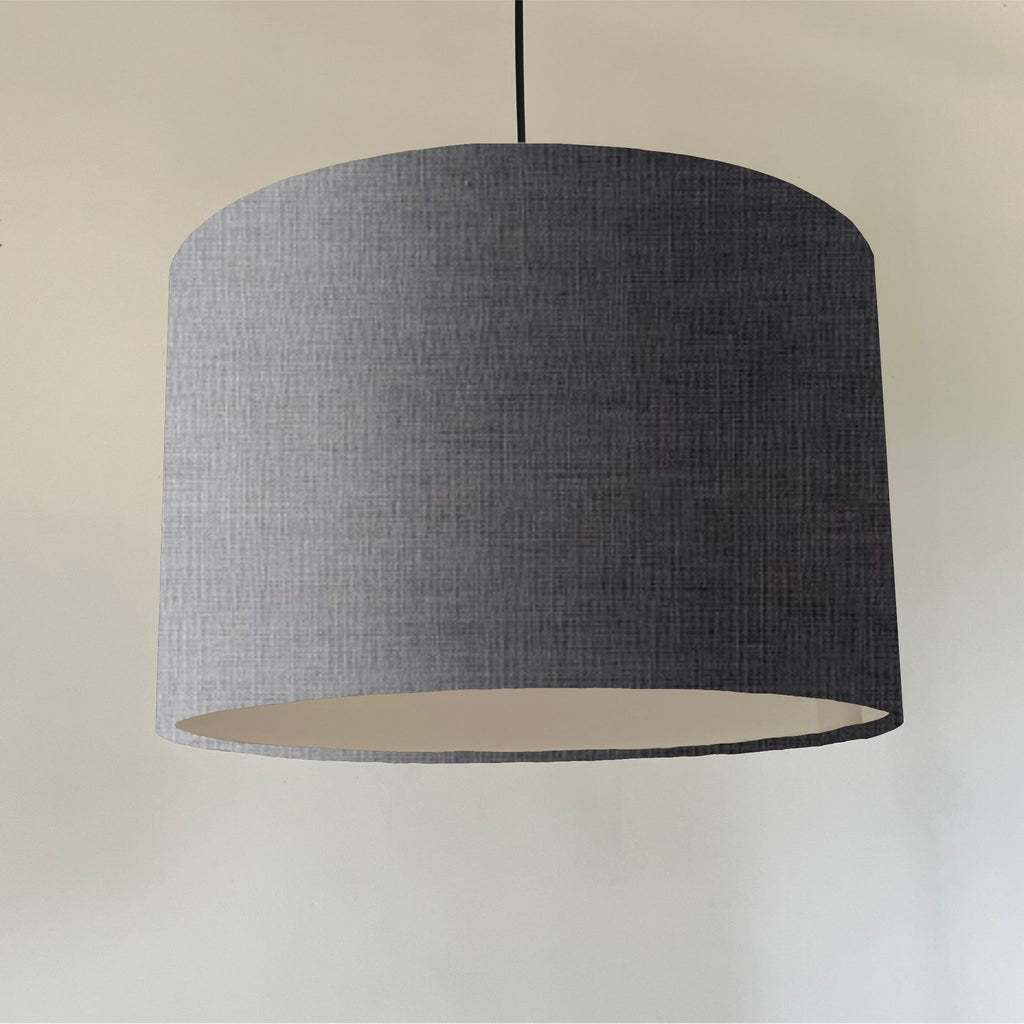 Grey linen drum lampshade/ ceiling shade with a white lining