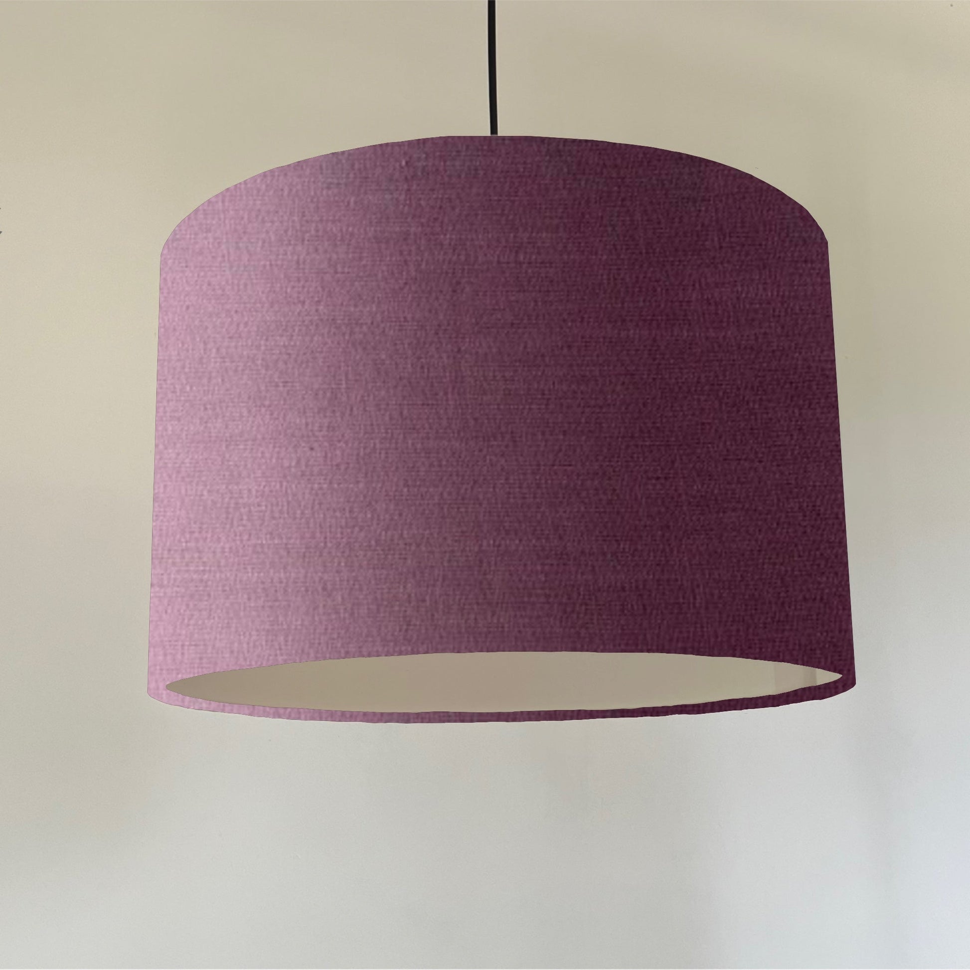 Purple linen drum lampshade/ ceiling shade with a white lining