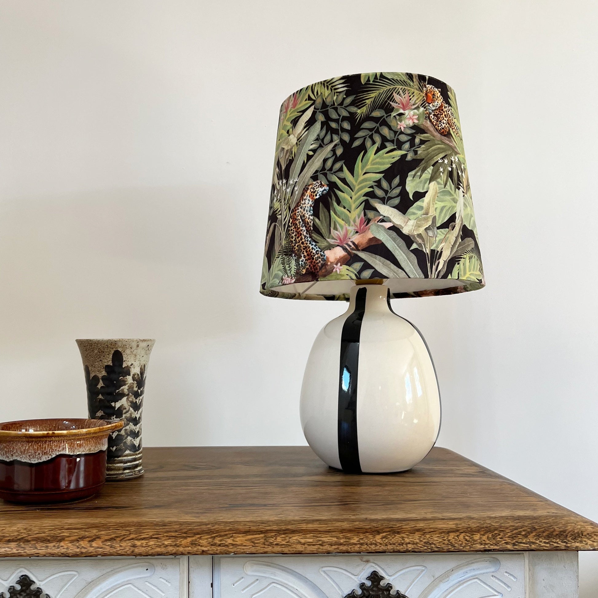 Leopard palm trees velvet french drum lampshade/ ceiling light shade, empire lampshade