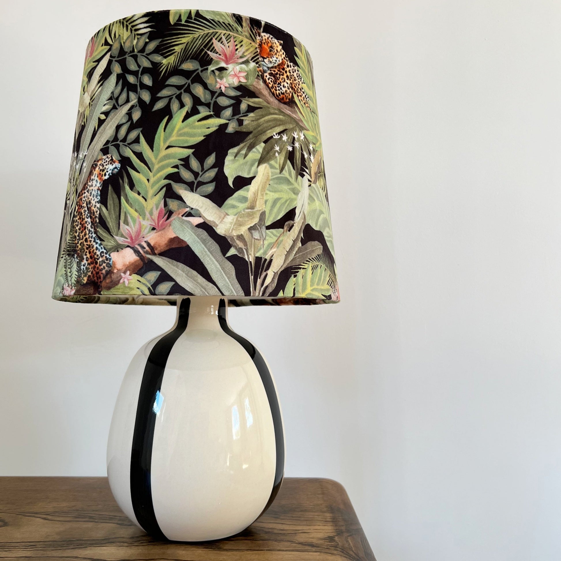 Leopard palm trees velvet french drum lampshade/ ceiling light shade, empire lampshade