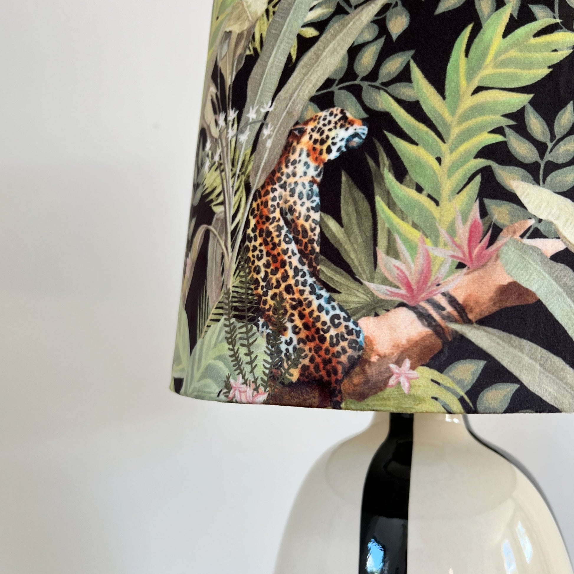 Leopard palm trees velvet french drum lampshade/ ceiling light shade, empire lampshade