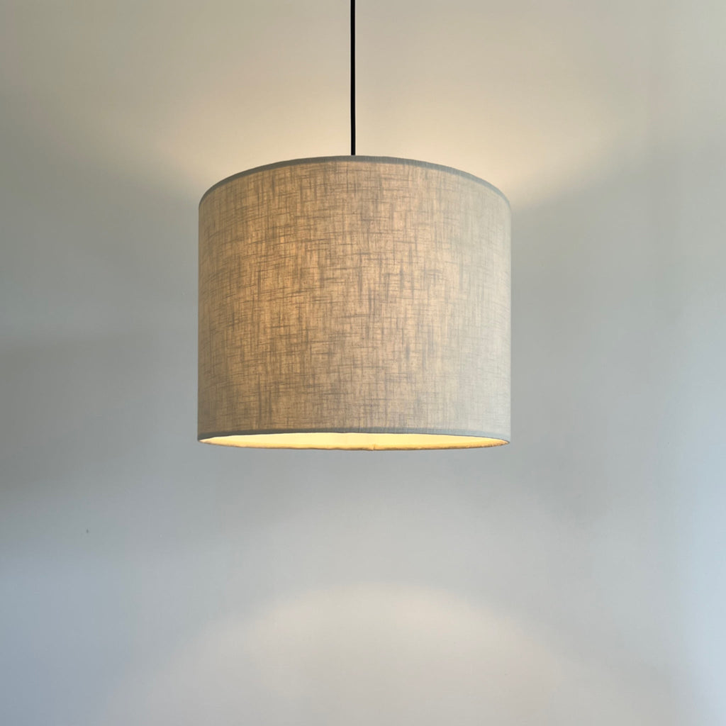 Natural linen drum lampshade/ ceiling shade with a white lining