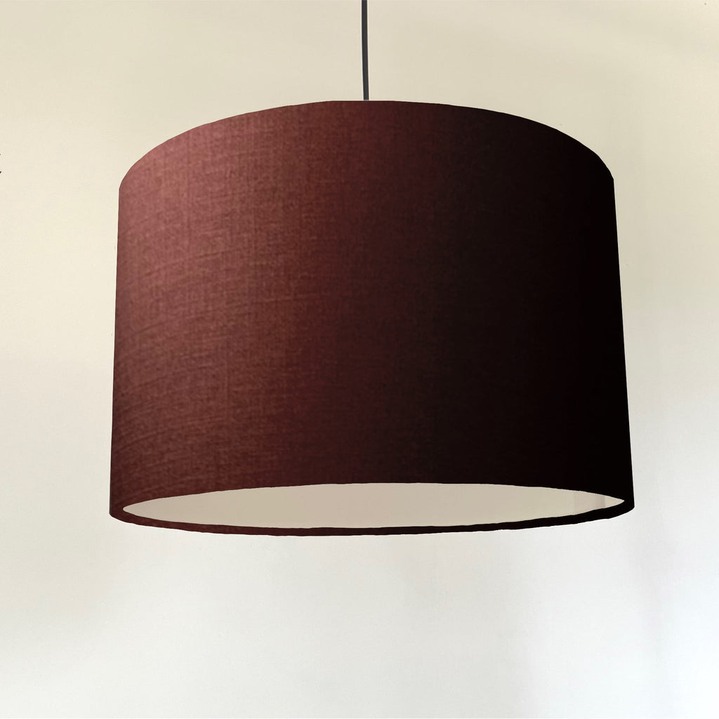 Brown linen drum lampshade/ ceiling shade with a white lining