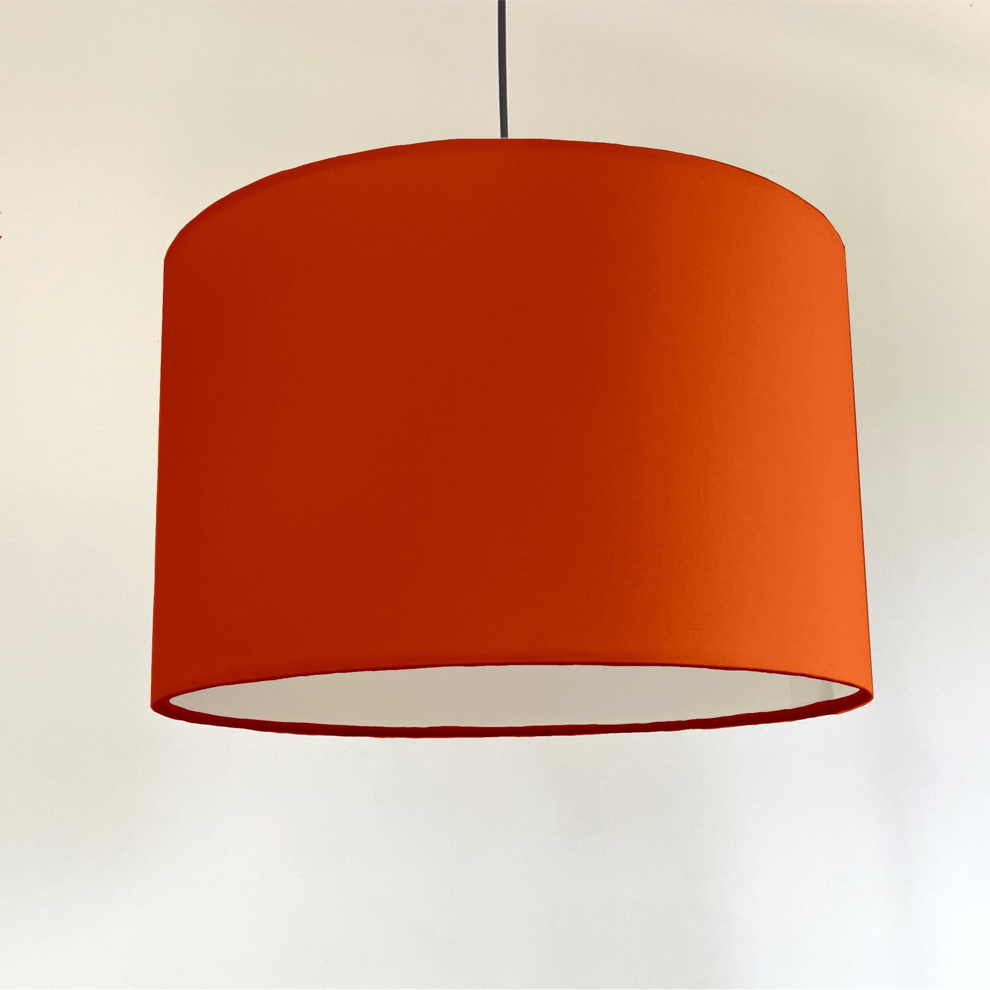 Orange cotton drum lampshade/ ceiling shade with a white lining