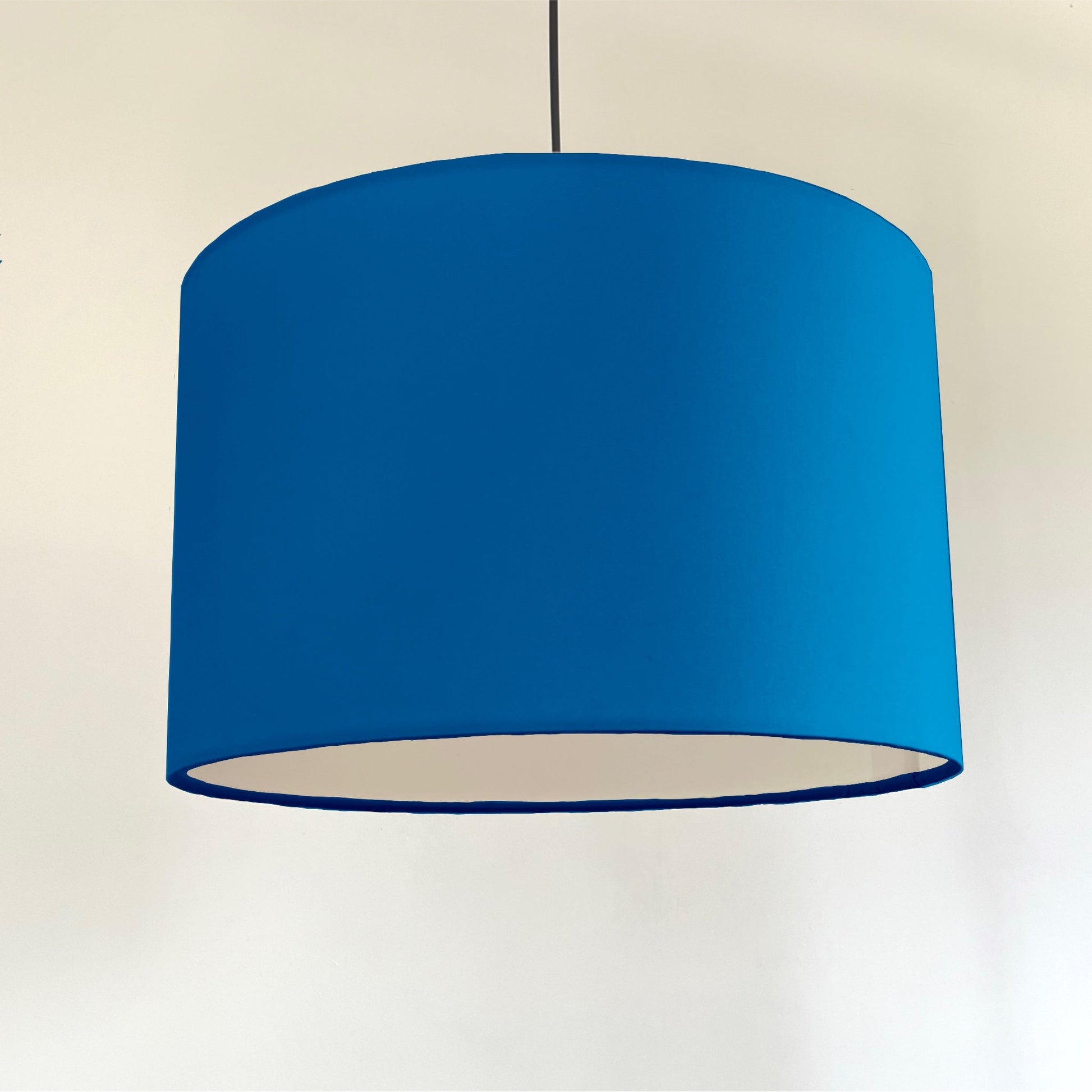 Teal cotton drum lampshade/ ceiling shade with a white lining