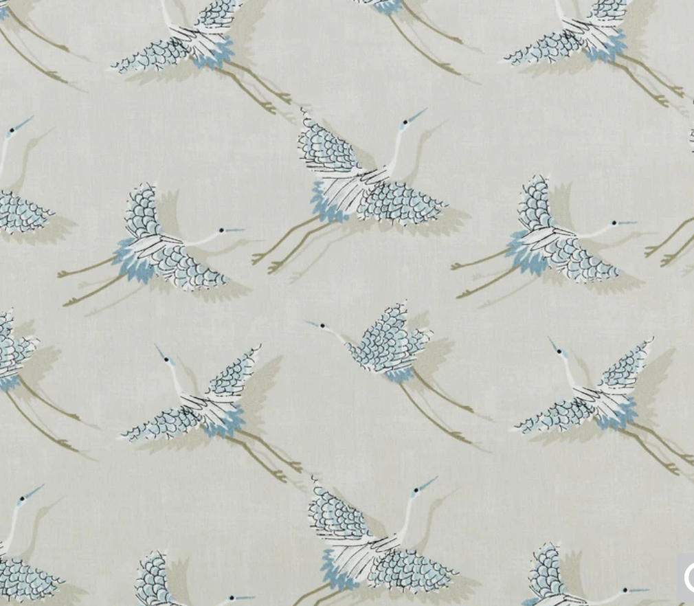 Flying birds drum lampshade/ ceiling shade, in linen, with a white lining