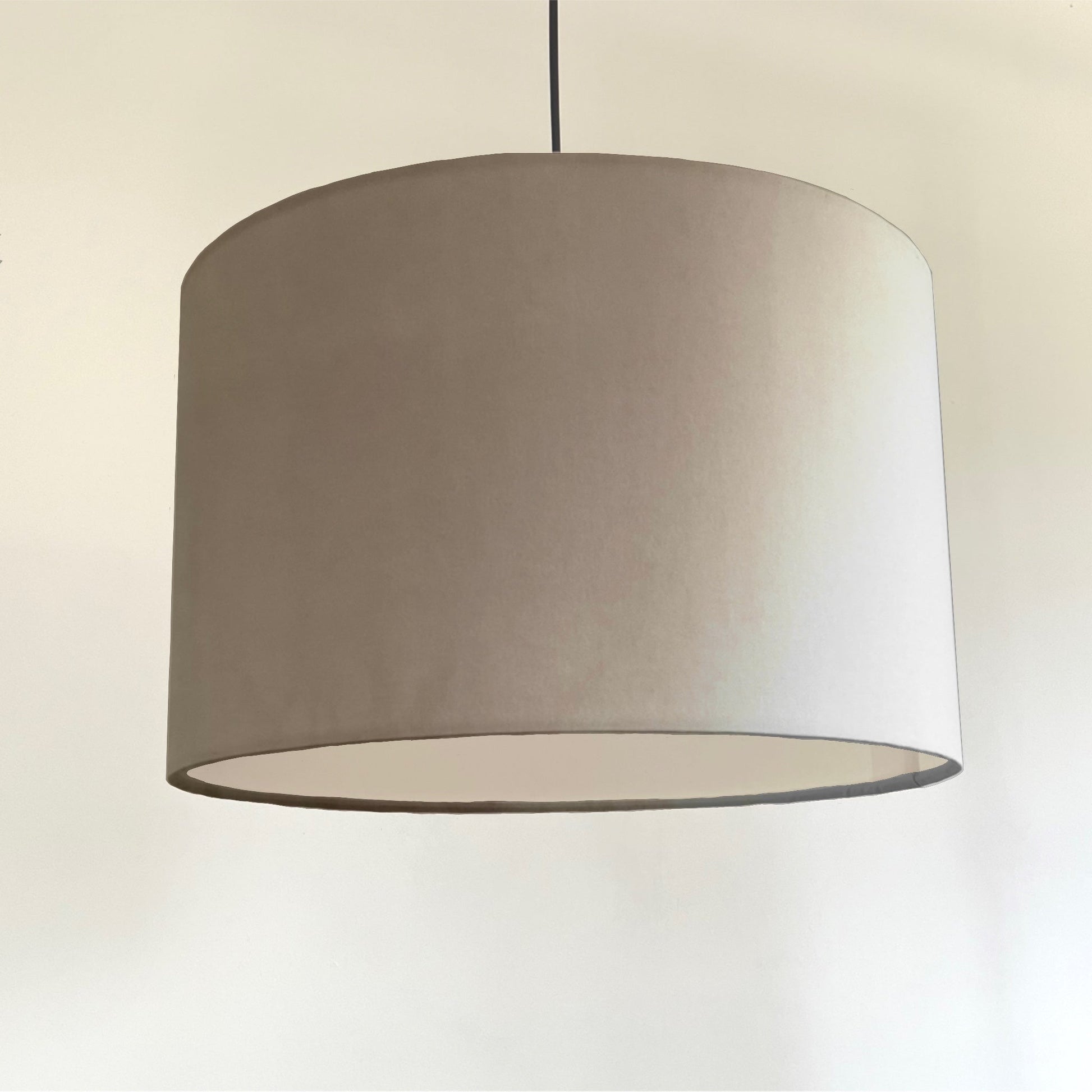 Cream velvet drum lampshade/ ceiling shade with a white lining