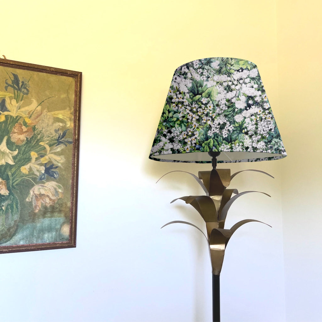 White flowers velvet coolie lampshade/ ceiling shade, empire lampshade