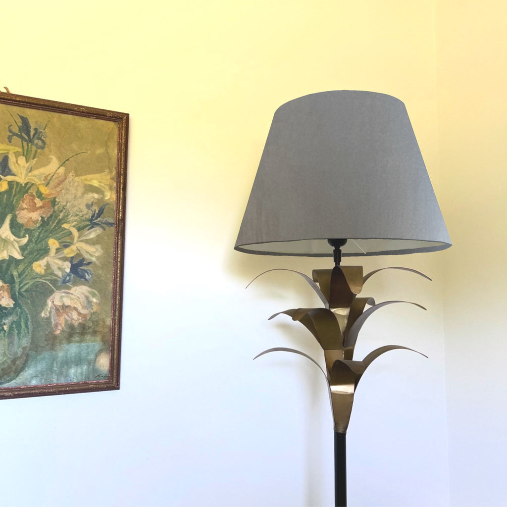 Grey velvet coolie lampshade/ ceiling shade, empire lampshade