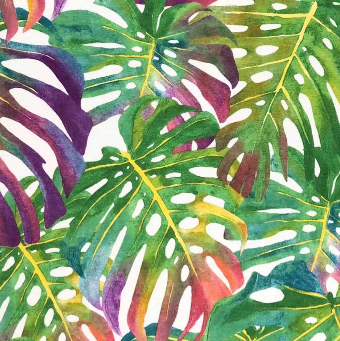 Mustard velvet drum lampshade/ ceiling light shade with multicoloured leaves interior