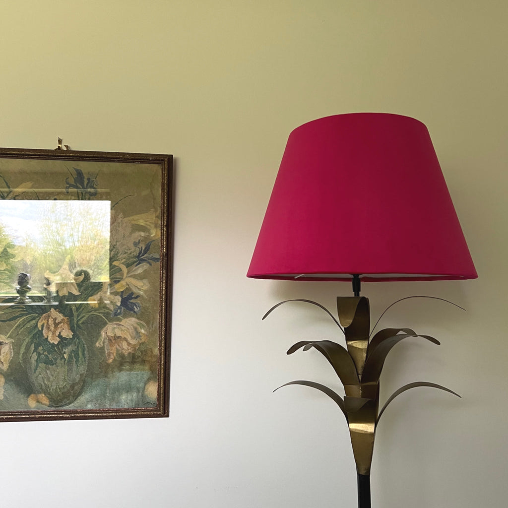Cerise pink velvet coolie lampshade/ ceiling light shade, empire lampshade