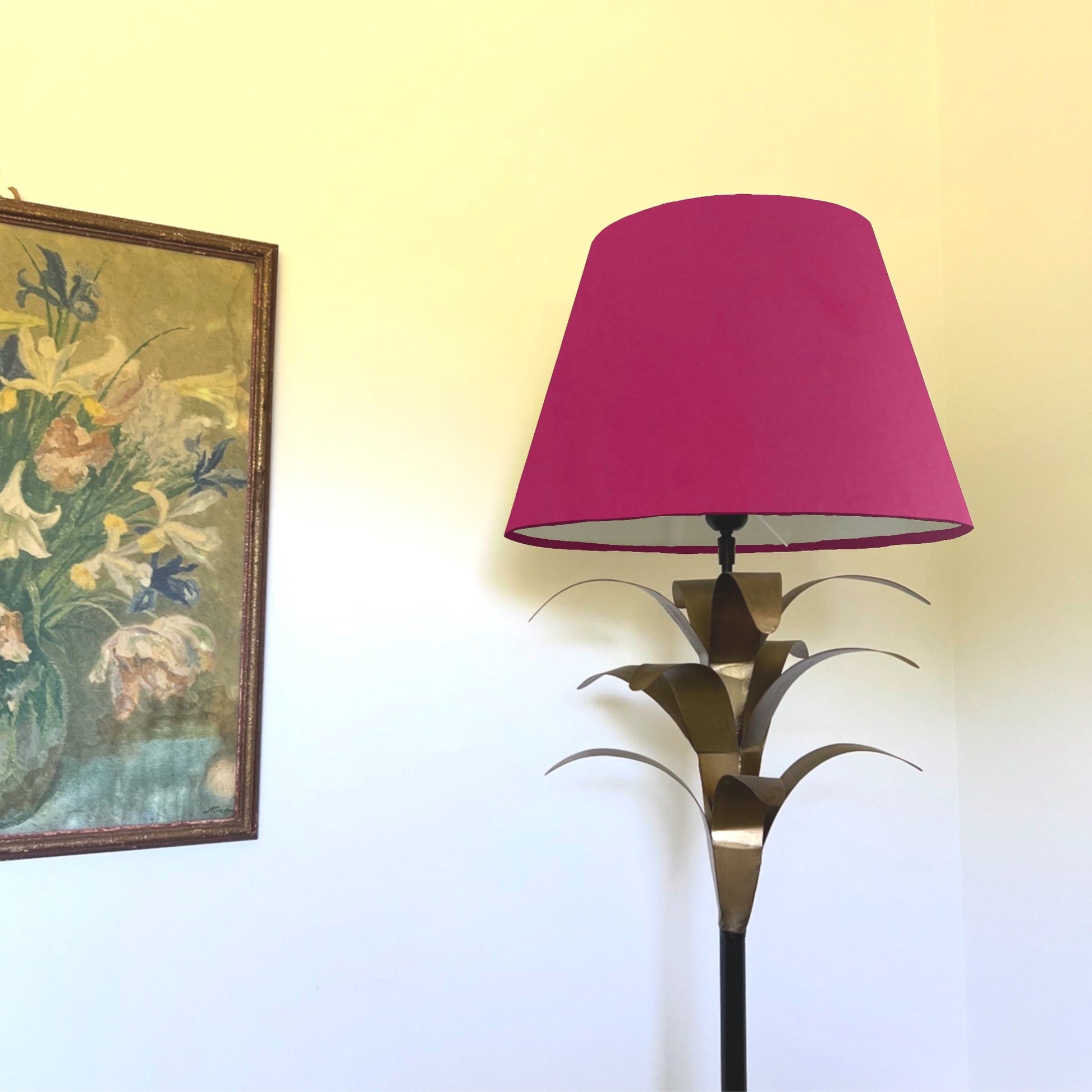 Hot Pink velvet coolie lampshade/ ceiling light shade, empire lampshade