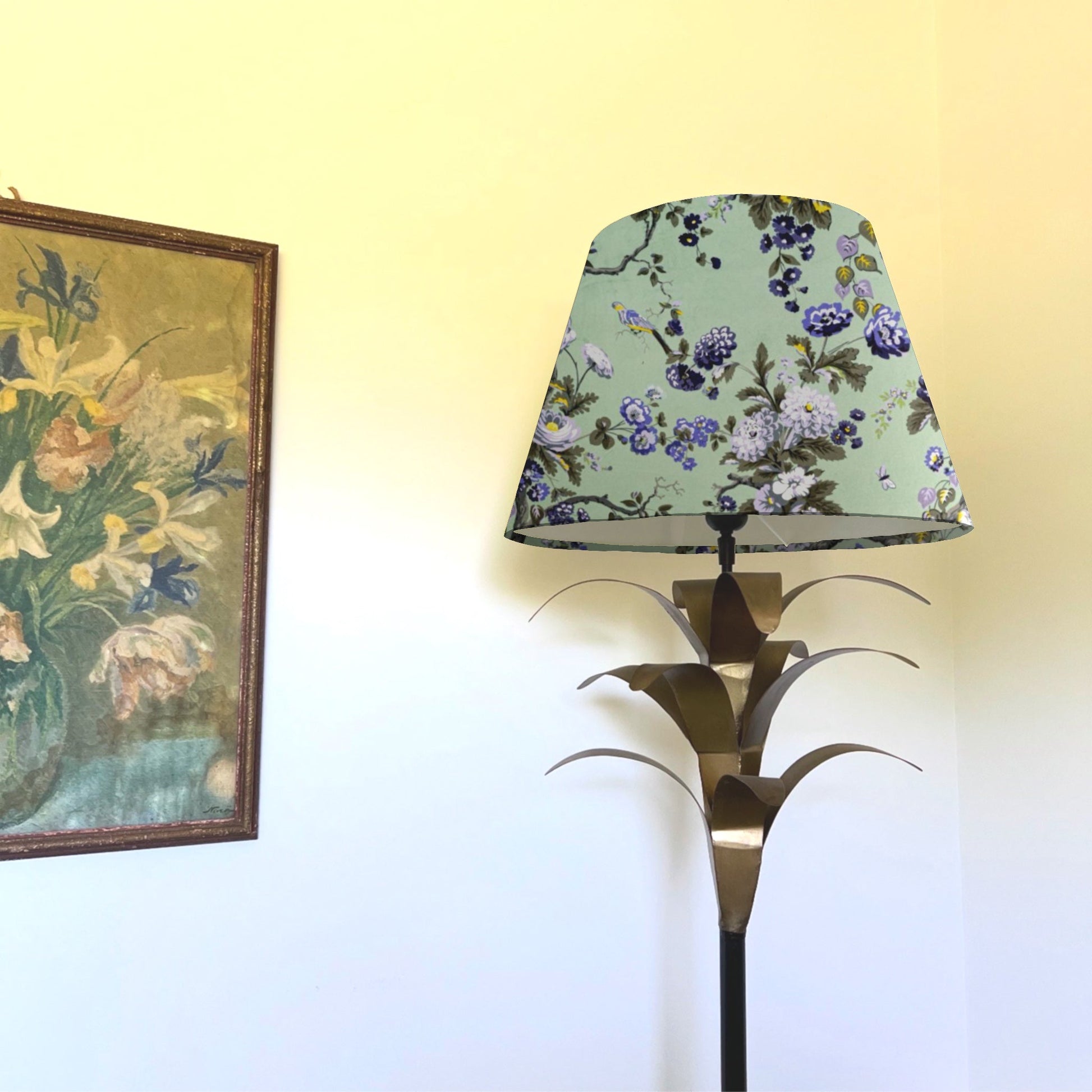 Purple floral velvet coolie lampshade/ ceiling shade, empire lampshade
