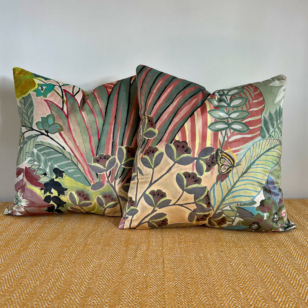 Floral pastel velvet throw cushion, scatter cushions