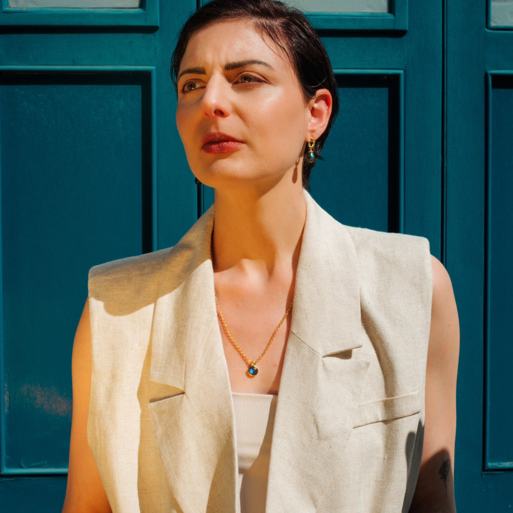 Charis Round Gemstone Necklace Pariba Onyx