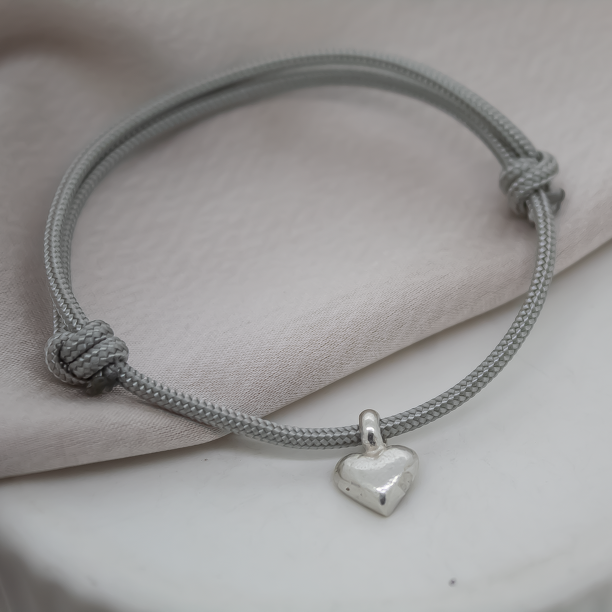 Baby Heart Rope Bracelet in Sterling Silver