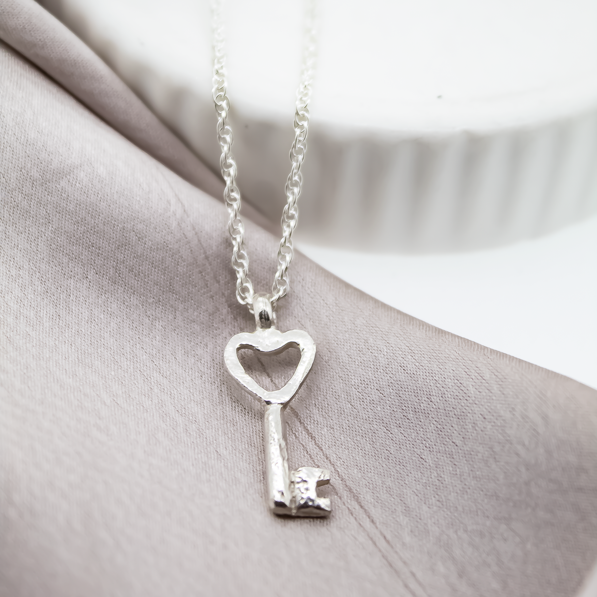 Key to my Heart Rope Chain Necklace in Sterling Silver
