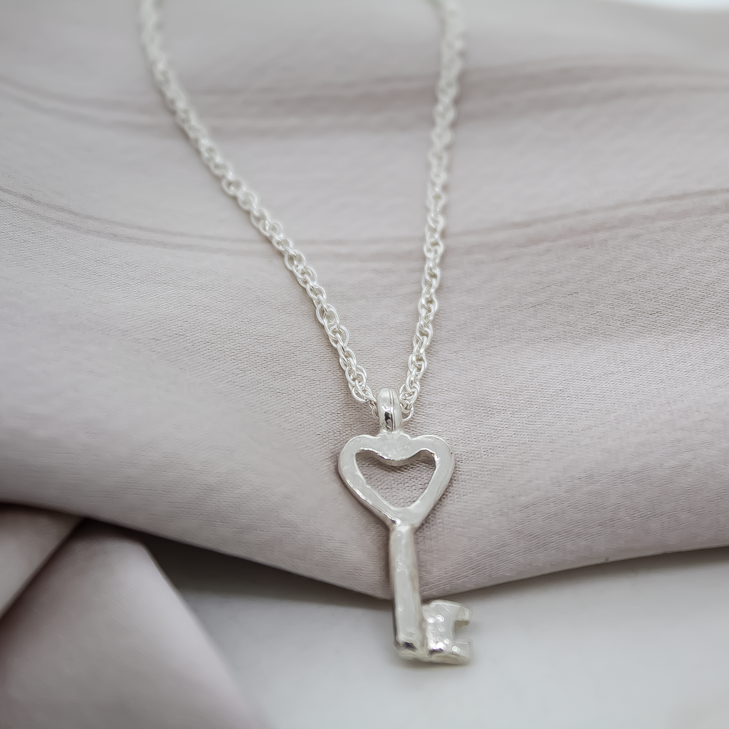 Key to my Heart Rope Chain Necklace in Sterling Silver