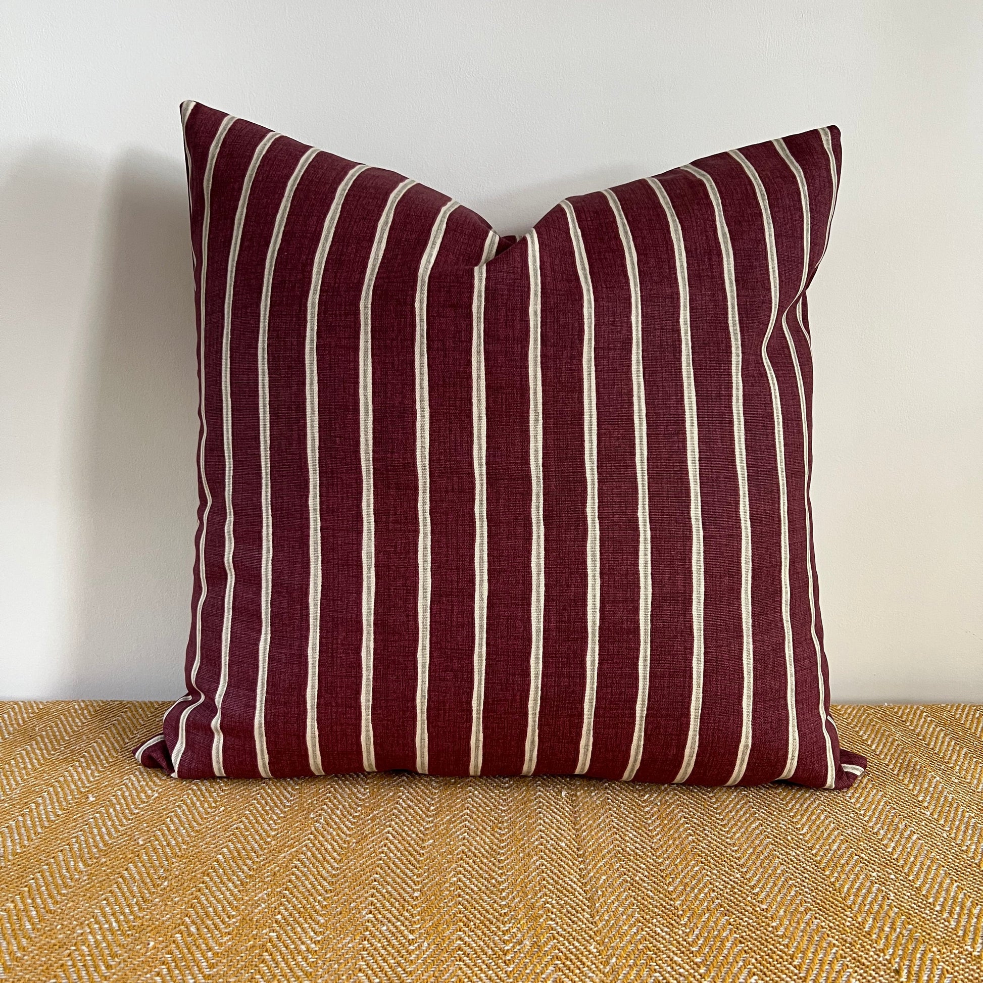 Maroon rowing stripe cotton cushion, scatter cushions