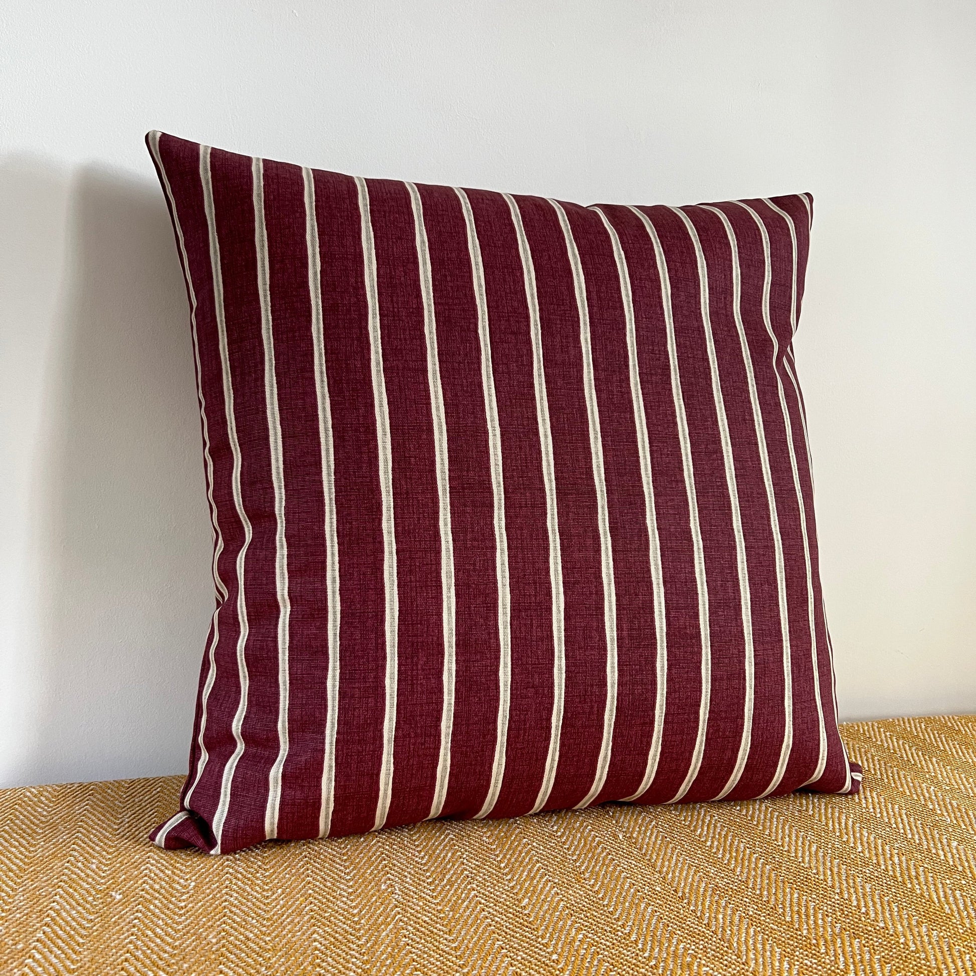 Maroon rowing stripe cotton cushion, scatter cushions