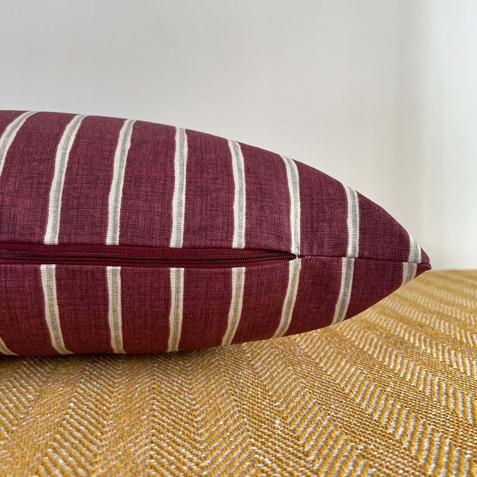 Maroon rowing stripe cotton cushion, scatter cushions