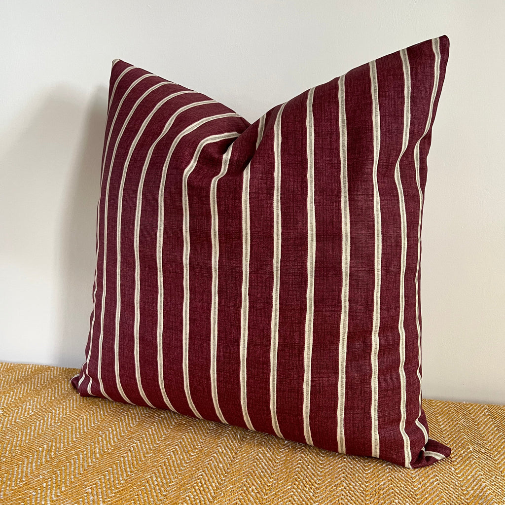 Maroon rowing stripe cotton cushion, scatter cushions